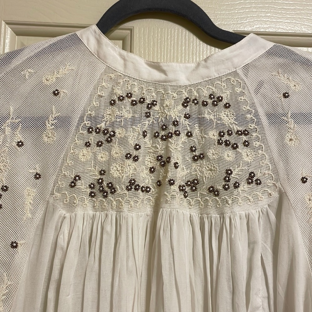 Free People beaded/embroidered blouse